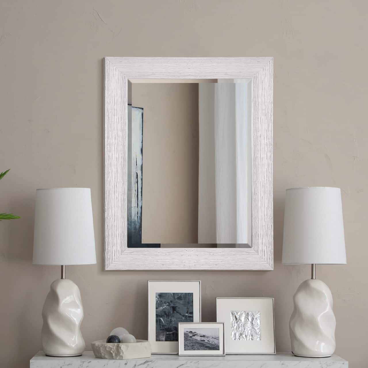 Head West® Textured Chrome Rectangular Wall Vanity Mirror